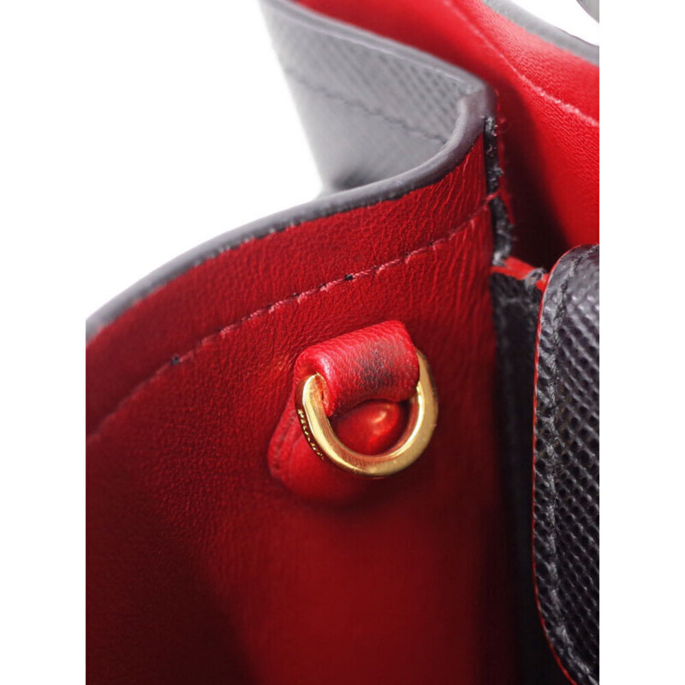 Prada interior black handles Bag Double leather top red Saffiano Tote - Picture 7 of 9